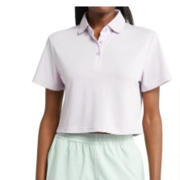 Outdoor Voices Size XXL Lavender Birdie Crop Polo Shirt NWT Yoga Golf Top - Picture 1 of 11